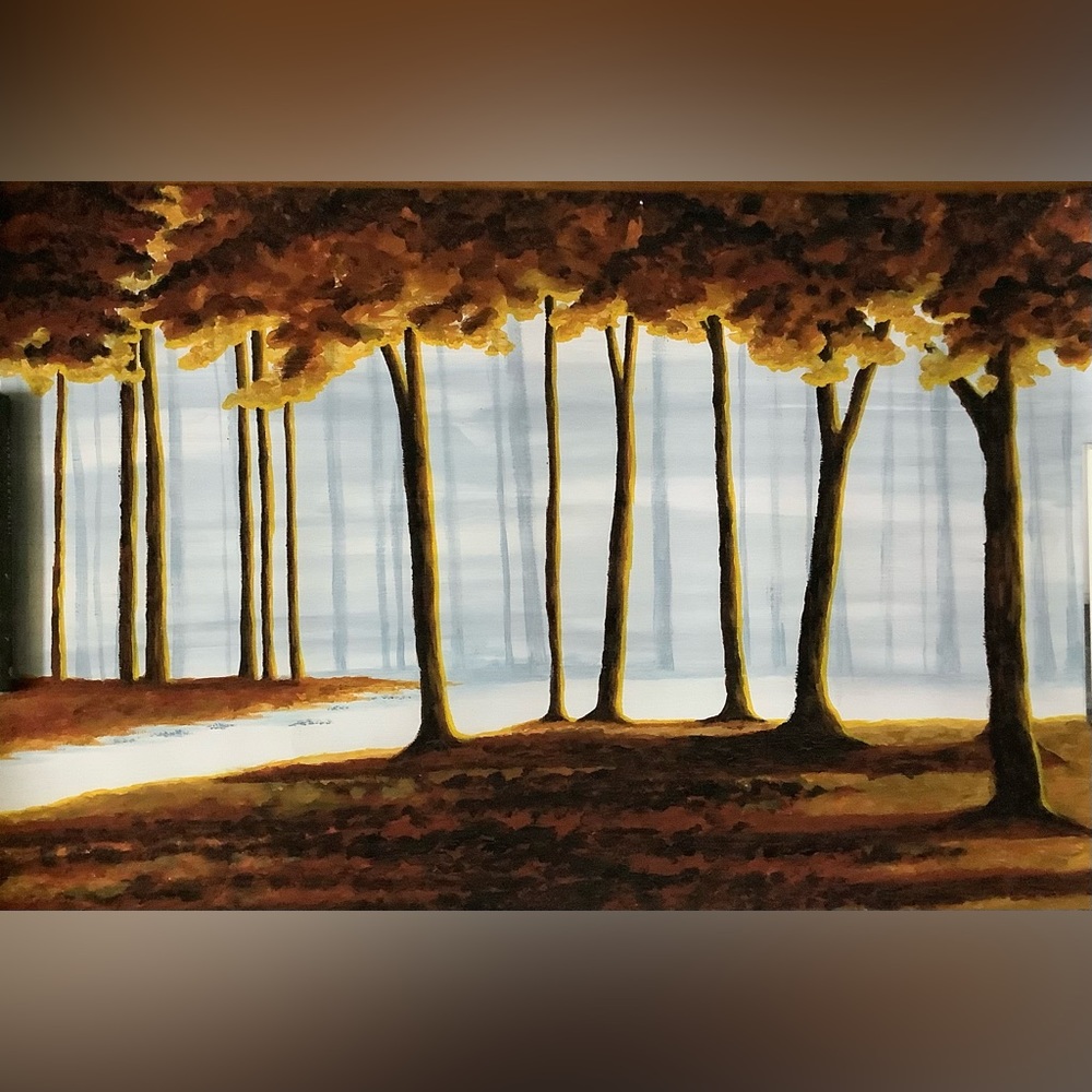 Alicia Soave-White. Print of an original painting. Trees in Autumn 24” H x 36” W